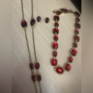 3pc Elegant Red and Gold Jewelry Set